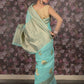 Rajwada Sea Green Cotton Blend Woven Saree with Unstitched Blouse for Women