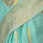 Rajwada Sea Green Cotton Blend Woven Saree with Unstitched Blouse for Women