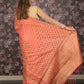 Rajwada Peach Tissue Silk Woven Saree with Unstitched Blouse for Women