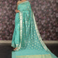 Rajwada Sea Green Woven Silk Blend Saree With Unstitched Blouse For Women