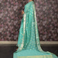 Rajwada Sea Green Woven Silk Blend Saree With Unstitched Blouse For Women