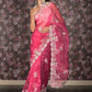 Rajwada Magenta Embroidered Organza Saree for Women