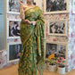 Rajwada Green Silk Blend Woven Saree with Unstitched Blouse for Women
