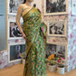 Rajwada Green Silk Blend Woven Saree with Unstitched Blouse for Women