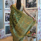 Rajwada Green Silk Blend Woven Saree with Unstitched Blouse for Women