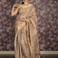 Rajwada Grey And Gold Woven Cotton Blend Saree With Unstitched Blouse For Women