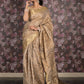 Rajwada Grey And Gold Woven Cotton Blend Saree With Unstitched Blouse For Women