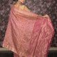 Rajwada Light Pink Silk Blend Woven Saree With Unstitched Blouse For Women