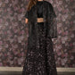 Rajwada Black Full Sequins Embroidered Stitched Velvet Lehenga with Unstitched Blouse for Women
