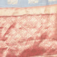 Rajwada Light Blue Woven Silk Blend Saree With Unstitched Blouse For Women
