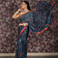 Rajwada Teal Printed Georgette Saree with Unstitched Blouse for Women