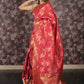Rajwada Magenta Woven Silk Blend Saree with Unstitched Blouse for Women