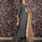 Rajwada Dark Grey Cotton Blend Woven Stitched Kurta Set for Women