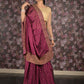Rajwada Wine Zari Embroidered Crepe Saree with Unstitched Blouse for Women