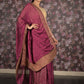 Rajwada Wine Zari Embroidered Crepe Saree with Unstitched Blouse for Women