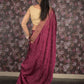 Rajwada Wine Zari Embroidered Crepe Saree with Unstitched Blouse for Women