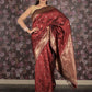 Rajwada Maroon Silk Blend Woven Saree with Unstitched Blouse for Women