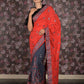 Rajwada Red Embroidered Crepe Silk Blend And Net Half-n-Half Saree Without Blouse For Women