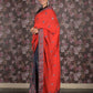 Rajwada Red Embroidered Crepe Silk Blend And Net Half-n-Half Saree Without Blouse For Women