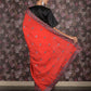 Rajwada Red Embroidered Crepe Silk Blend And Net Half-n-Half Saree Without Blouse For Women