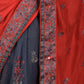 Rajwada Red Embroidered Crepe Silk Blend And Net Half-n-Half Saree Without Blouse For Women