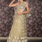 Rajwada Light Olive Foil Mirror Embroidered Net Semi-Stitched Lehenga with Unstitched Blouse for Women