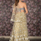 Rajwada Light Olive Foil Mirror Embroidered Net Semi-Stitched Lehenga with Unstitched Blouse for Women