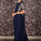 Rajwada Navy Blue Lycra Embellished Ready-To-Wear Saree With Stitched Blouse For Women