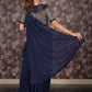 Rajwada Navy Blue Lycra Embellished Ready-To-Wear Saree With Stitched Blouse For Women