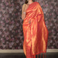 Rajwada Orange and Pink Double Shaded Woven Saree with Unstitched Blouse for Women