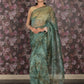 Rajwada Dark Green Beads Embroidered Organza Saree Without Blouse For Women