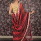 Rajwada Maroon Embroidered Crepe Saree with Unstitched Blouse for Women