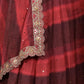 Rajwada Maroon Embroidered Crepe Saree with Unstitched Blouse for Women