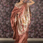 Rajwada Rust Woven Silk Blend Saree With Unstitched Blouse For Women