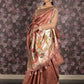 Rajwada Rust Woven Silk Blend Saree With Unstitched Blouse For Women
