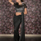 Rajwada Black Lycra Embellished Ready-To-Wear Saree With Stitched Blouse For Women