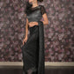Rajwada Black Lycra Embellished Ready-To-Wear Saree With Stitched Blouse For Women