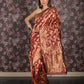 Rajwada Maroon Silk Blend Woven Saree with Unstitched Blouse for Women