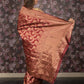 Rajwada Maroon Silk Blend Woven Saree with Unstitched Blouse for Women