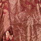 Rajwada Maroon Silk Blend Woven Saree with Unstitched Blouse for Women