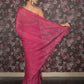 Rajwada Magenta Woven Crepe Saree with Unstitched Blouse for Women