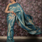 Rajwada Sea Green Cotton Blend Woven Saree with Unstitched Blouse for Women