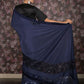 Rajwada Navy Blue Sequins Embroidered Lycra Saree with Unstitched Blouse for Women