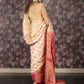 Rajwada White Woven Polyester Saree With Unstitched Blouse For Women