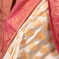 Rajwada White Woven Polyester Saree With Unstitched Blouse For Women