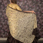Rajwada Beige and Brown Foil Printed Ruffles Lycra Saree for Women