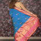 Rajwada Teal Satin Embroidered Saree With Unstitched Blouse For Women