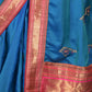Rajwada Teal Satin Embroidered Saree With Unstitched Blouse For Women