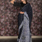 Rajwada Navy Blue Sequins Embroidered Crepe Saree with Unstitched Blouse for Women