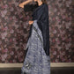 Rajwada Navy Blue Sequins Embroidered Crepe Saree with Unstitched Blouse for Women